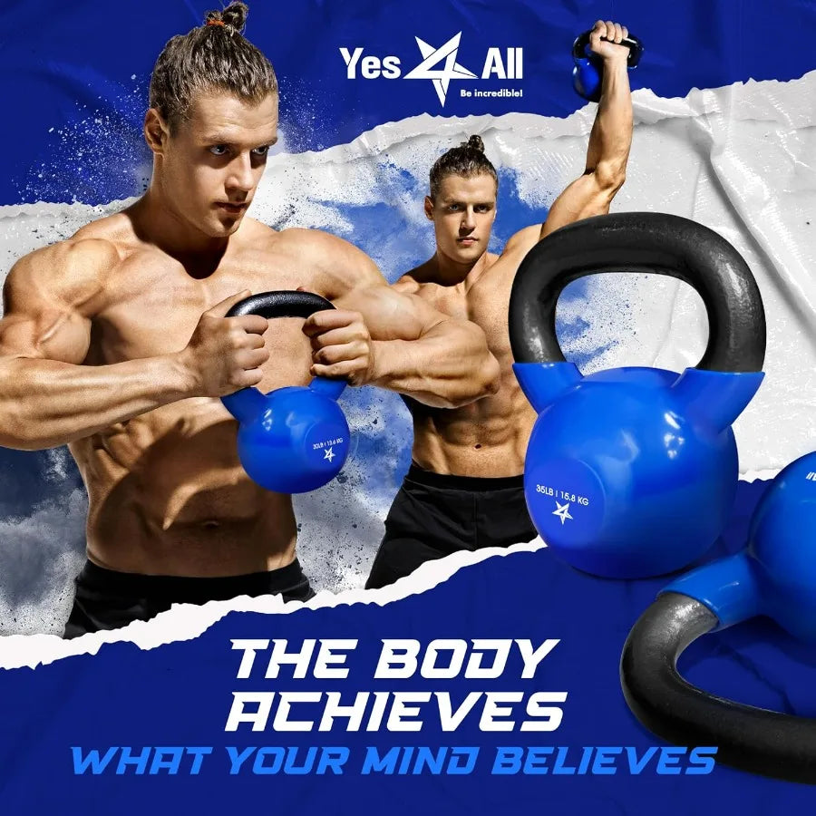 Kettlebell, 40LB Vinyl Coated Cast Iron Strength Training