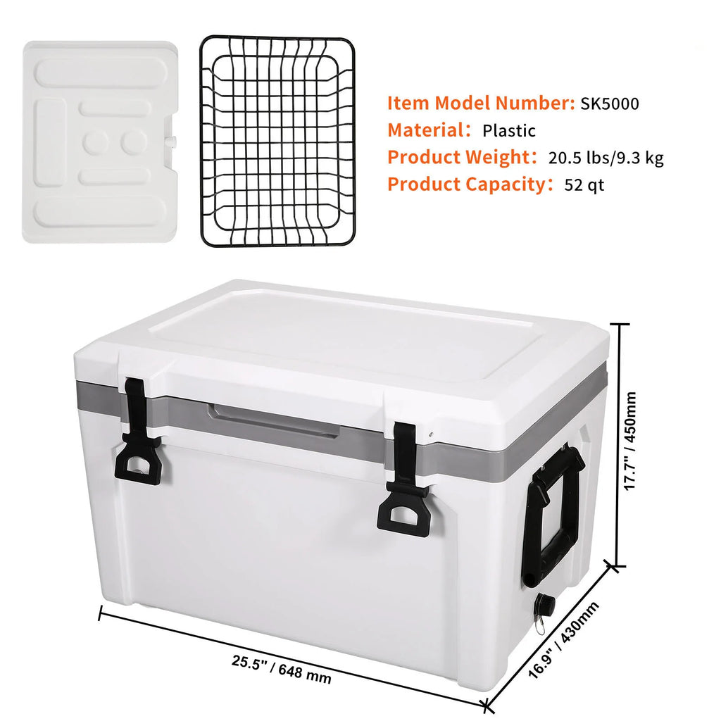 SucceBuy 52 QT Insulated Portable Cooler Holds 50 Cans Ice Retention