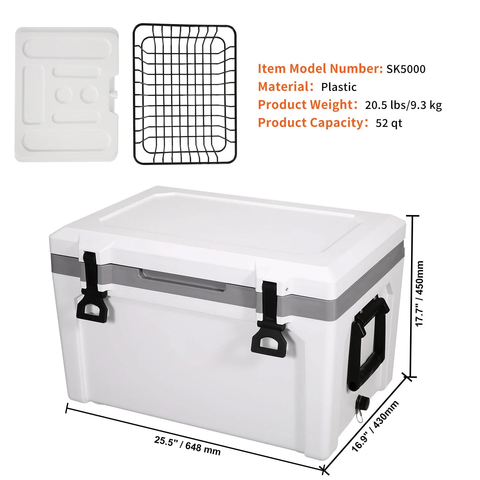 SucceBuy 52 QT Insulated Portable Cooler Holds 50 Cans Ice Retention