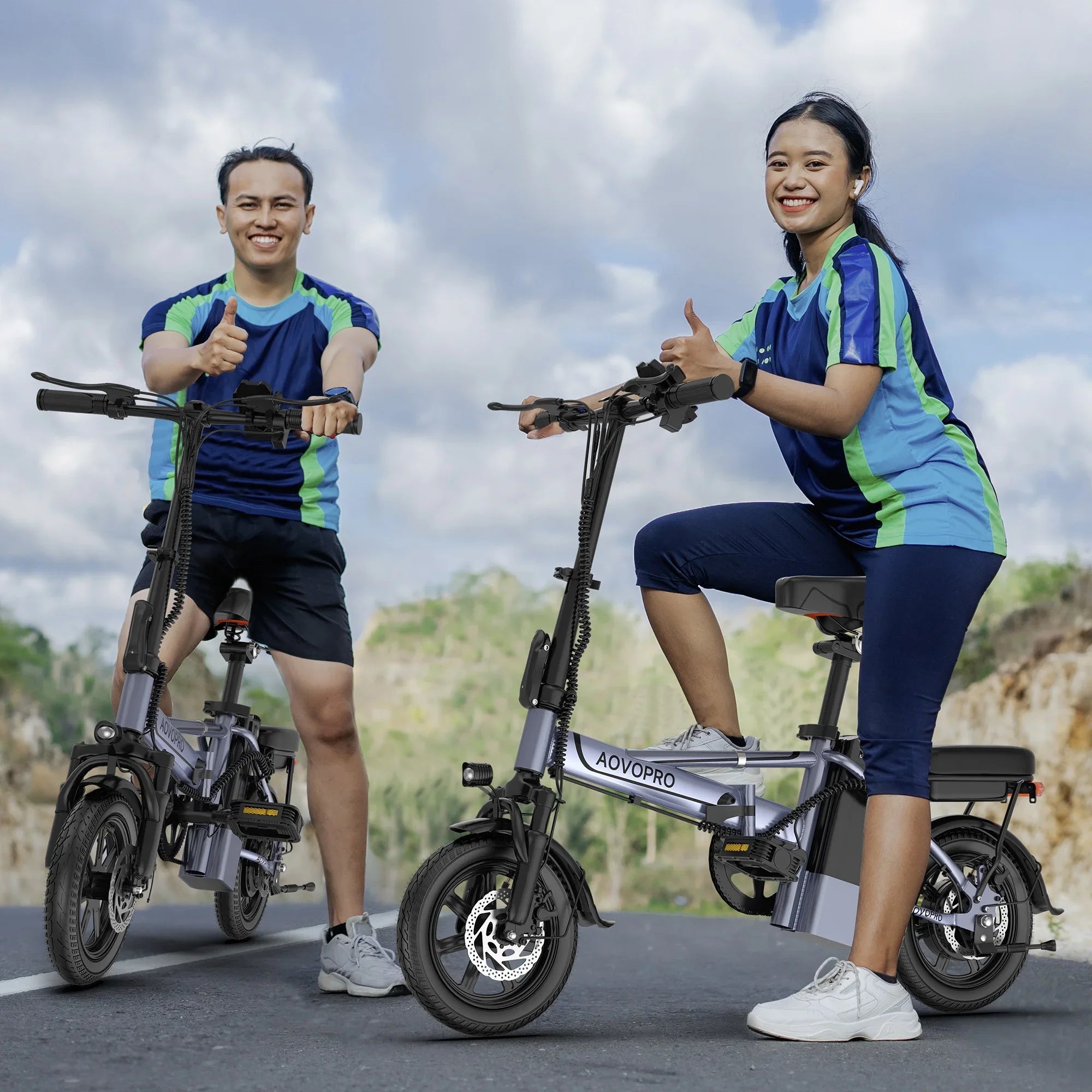 AOVOPRO 14'' EB60 Foldable Electric Bike 500W 48V 10.4AH Battery 22MPH Max Speed