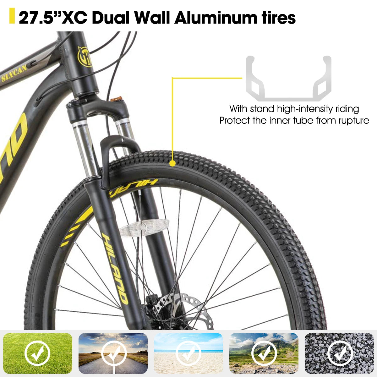 Hiland Aluminum Mountain Bike 21 Speeds, Hydraulic Disc-Brakes, Lock-Out Suspension Fork, 27.5 inch Whee