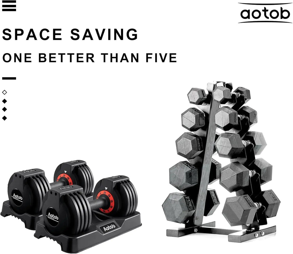 Adjustable Dumbbell Set 25/55 LBS, Quick Turn Handle
