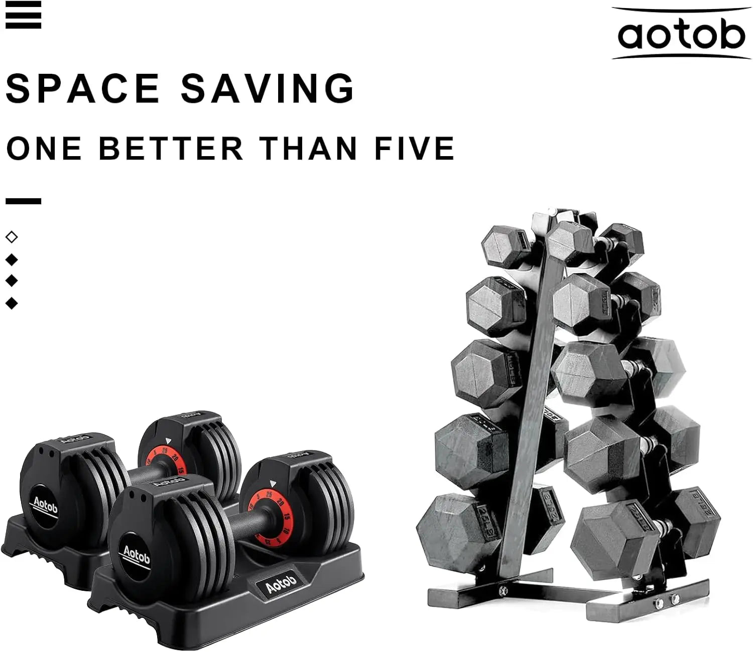 Adjustable Dumbbell Set 25/55 LBS, Quick Turn Handle